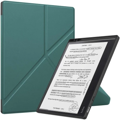 Afbeelding van Kobo Elipsa 2E Hoes: iMoshion Origami Bookcase E Reader Donkergroen Kunstleder Hoezen