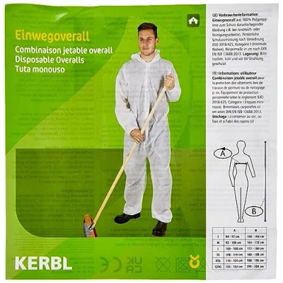 Afbeelding van Kerbl 3409 polypropyleen wegwerp overall, maat L, wit