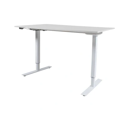 Afbeelding van Lectro Basic bureau, zit sta (69 116cm) hoogte verstelbaar dmv elektromotor met 140x80cm krijtwit 25mm blad en wit (RAL9010) frame