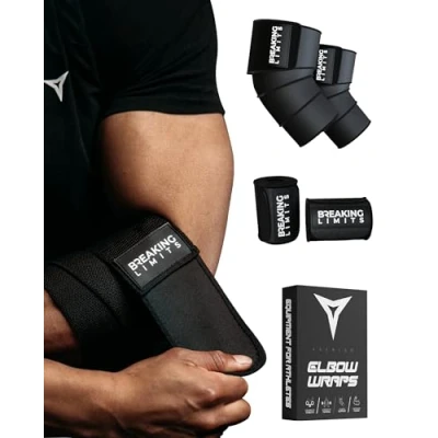 Afbeelding van Breaking Limits Elbow Wraps Sleeves Powerlifting Straps Fitness &amp; Crossfit Elleboogbraces 2 Stuks