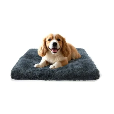 Afbeelding van MDDK DY Hondenbed, kattenbed, kleine hondenkussen, wasbaar, pluizige hondenmat, lange pluche, zachte bekleding, multifunctionele hondenmatras, donkergrijs, 50 x 40 5 cm