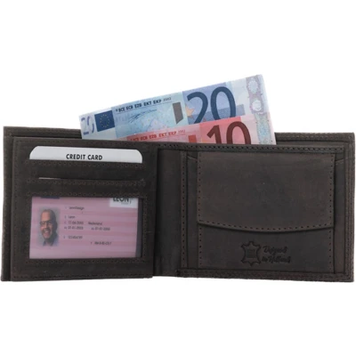 Afbeelding van Portemonnee heren Compact Leer Donkerbruin (Hunter leer)