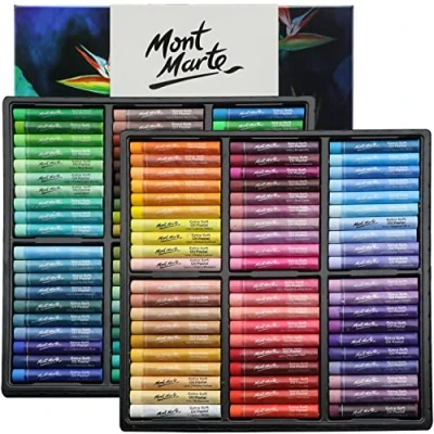Afbeelding van MONT MARTE Extra zachte oliepastels, levendige tinten, premium 120 stuks, diverse heldere kleuren, levendig, boterig, veelzijdige kunstpastelkleuren voor mengen, gelaagdheid en schaduw, kunst,