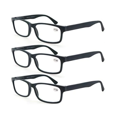 Afbeelding van MODFANS 3.0 Leesbril, 3.0, goede brillen, hoogwaardig, rechthoekig, comfortabel, super leeshulp, voor mannen en vrouwen, (3 zwart)