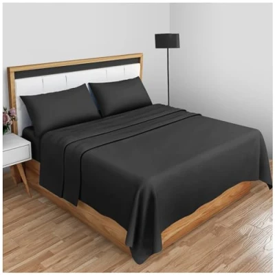 Afbeelding van Gaveno Cavailia Super Soft Plain Geverfd Diamant Flat Sheet [Single Zwart]