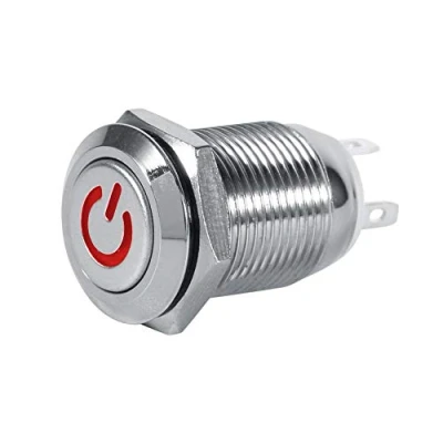 Afbeelding van Keenso Schakelaar met LED knop, 12 mm, 1NO1NC zelfsluitend (rood) Automotive schakelaars