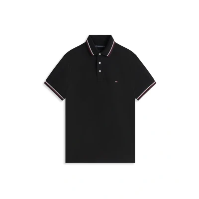 Afbeelding van Tommy Hilfiger Heren getipt slim fit polo MW0MW37346 S/S Polo, zwart, M, Zwart (zwart), M