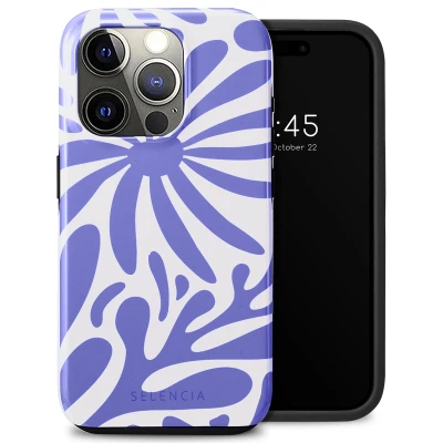Afbeelding van Apple iPhone 15 Pro Hoesje Kunststof Selencia Hardcase/Backcover Modern Bloom Sapphire Blue Telefoonhoesje