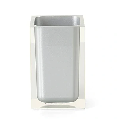 Afbeelding van Gedy Auckland badkamer zilver, afmetingen en gewicht: 11 x 7,2 cm &amp; 0,29 kg, hoogwaardige tandenborstelhouder van transparante hars, R&amp;E design, handgemaakt, 2 jaar garantie, uniek
