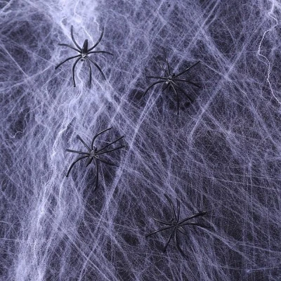 Afbeelding van Spinnenweb Spinrag Wit Halloween Decoratie Met Spinnen 1000 Gram