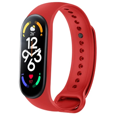 Afbeelding van Siliconen bandje voor de Xiaomi Mi Band 7 Rood iMoshion En TPU (zacht)