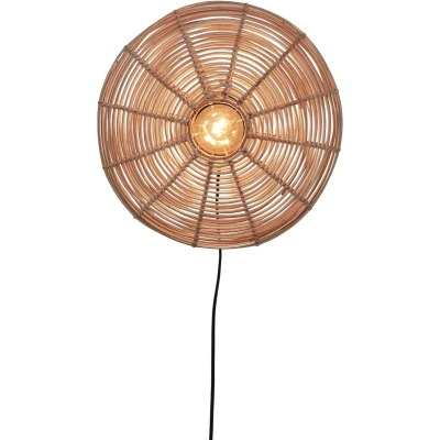 Afbeelding van Good&amp;Mojo Wandlamp Tanami Rotan Schijf Small Naturel 40x10x40cm