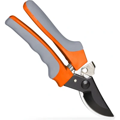 Afbeelding van Relaxdays snoeischaar bypass tuinschaar tweezijdig plantenschaar grijs/oranje