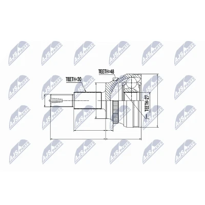 Afbeelding van Homokineet reparatie set, aandrijfas NTY NPZ TY 089