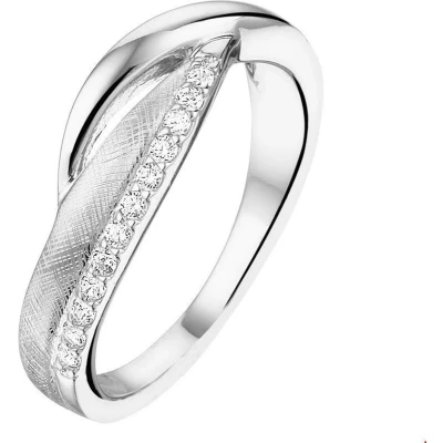 Afbeelding van Zilver Gerhodineerde Ring gescratcht zirkonia 1324695 16.50 mm (52)