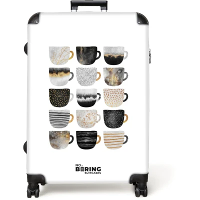 Afbeelding van NoBoringSuitcases.com® Koffer groot Reiskoffer lichtgewicht Abstract Kopjes Patronen Marmerlook Rolkoffer met 4 wielen Grote trolley XL 98 liter bagage