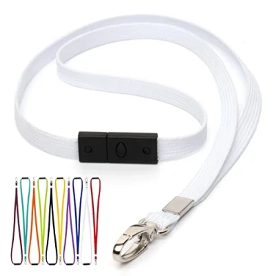 Afbeelding van Wit Keycords met Veiligheidssluiting en metalen haak 10 Stuks Breakaway Keycord Lanyards