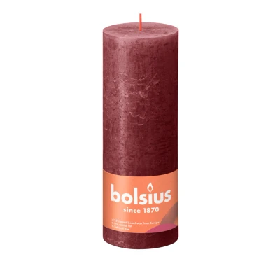 Afbeelding van Bolsius Rustiek stompkaars shine 190/68 velvet red 1 stuks