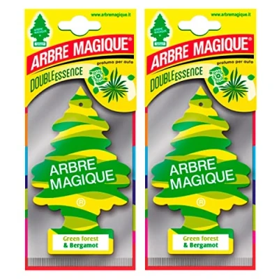 Afbeelding van Arbre Magique Mono, luchtverfrisser voor auto, geur Green Forest &amp; Bergamot, deodorant en vocht, levensduur tot 7 weken, Made in Italy, verpakking van 2 stuks