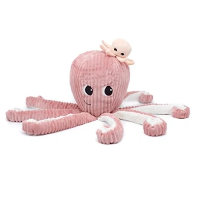 Afbeelding van Les Déglingos Knuffel Octopus moeder en baby Roze 45 cm