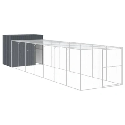 Afbeelding van vidaXL Hondenhok met ren 214x865x181 cm gegalvaniseerd staal antraciet