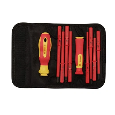 Afbeelding van Draper 05721 XP1000 VDE verwisselbare mes schroevendraaier set (10 stuk), rood en geel