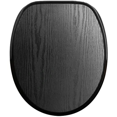 Afbeelding van Sanilo toiletbril met soft closing mechanisme, Hoogwaardige houten toiletzitting, Toiletdeksel in verschillende motieven (Black Wood)