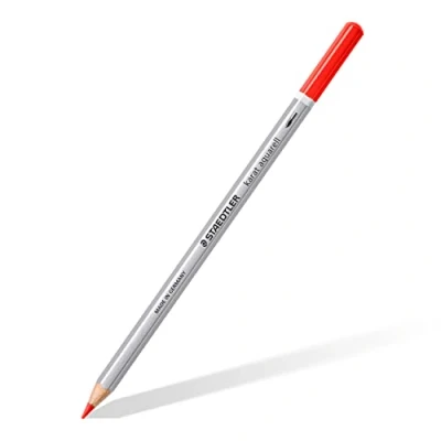 Afbeelding van STAEDTLER Aquarel kleurpotloden karat aquarel, rood, wateroplosbaar, zachte en kleurintensieve vulling, voor verschillende droog natstechnieken, 6 aquarelstiften in kartonnen etui, 125 2