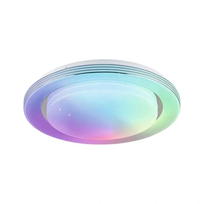 Afbeelding van Paulmann 70546 LED plafondlamp Rainbow met regenboogeffect incl. 1x22 W dimbaar dynamicRGBW kleurregeling chroom, wit kunststof, metaal 3000 K