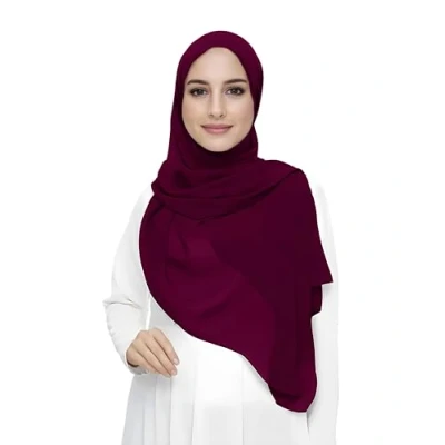 Afbeelding van Premium Chiffon Hijab Hoofd Sjaal Wrap Voor Moslim Vrouwen Lichtgewicht (Maroon)
