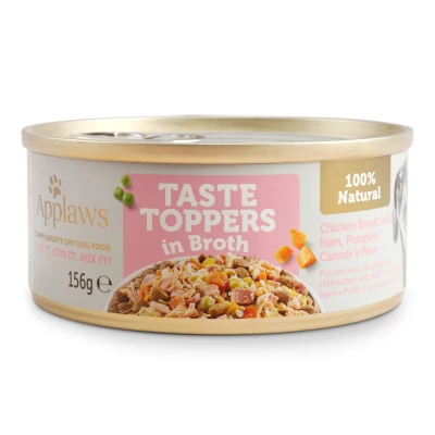 Afbeelding van Applaws Taste Toppers in Bouillon 6 x 156 g Kip met Ham, Pompoen, Wortelen &amp; Erwten