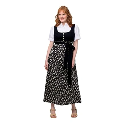 Afbeelding van Ulla Popken, Damesdirndl, grote maten, Empire Style, marineblauw, 52 NL