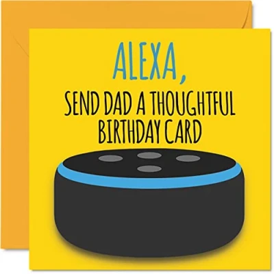 Afbeelding van Grappige verjaardagskaarten voor papa Alexa grap gelukkige verjaardagskaart van zoon dochter, vader plagen verjaardagscadeaus, 145 mm x humor wenskaarten cadeau