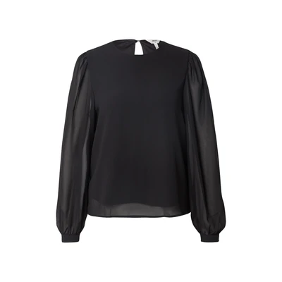 Afbeelding van OBJECT semi transparante geweven top OBJMILA van gerecycled polyester zwart