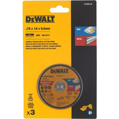 Afbeelding van DeWalt Accessoires DT20592 QZ Doorslijpschijf Metaal 76 x 1.0 22,23 mm 3 stuks