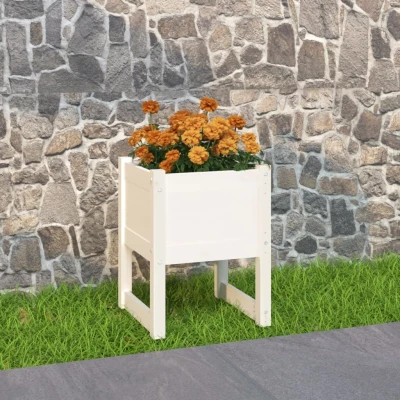 Afbeelding van Plantenbak 40x40x52,5 cm massief grenenhout wit
