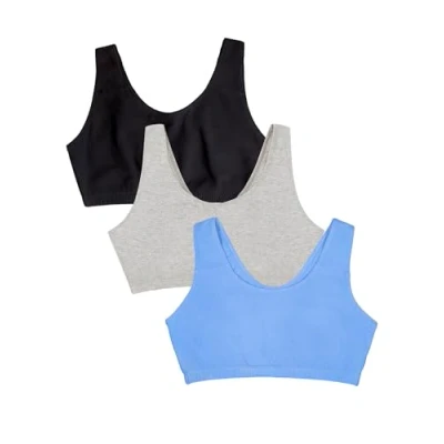 Afbeelding van Fruit of The Loom Sportbeha in tankstijl voor dames, Korenbloemblauw/Grijs/Zwart, 34