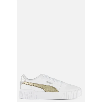 Afbeelding van Puma Carina 2.0 Metallic Shine Sneakers laag, Dames, Maat: 37, White/gold/silver Hoogwaardig imitatieleer