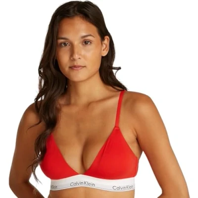 Afbeelding van Calvin Klein dames Modern bralette met uitneembare vulling en logoband in de kleur Molten / rood, maat: XL