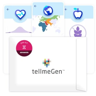 Afbeelding van tellmeGen DNA analyse Advanced (Gezondheid + Herkomst Eigenschappen Wellness) Meer dan 400 bijgewerkte rapporten