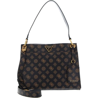 Afbeelding van GUESS Schoudertas Basilea Girlfriend Satchel Mocha Logo Donkerbruin