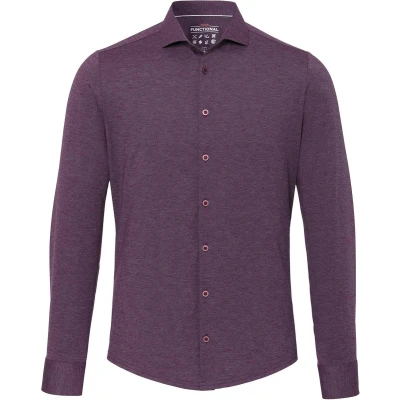 Afbeelding van Pure The Functional Shirt Aubergine maat 46 Heren Overhemden Formeel Effen met Slim fit Pasvorm Polyester