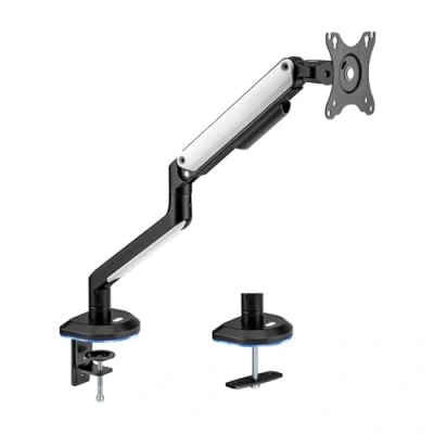Afbeelding van AISENS Tafelhouder RGB Gaming contragewicht, draaibaar en kantelbaar, voor tv monitor, 9 kg, 3 draaischarnieren, 1 arm, 17 inch / 32 cm, zwart/wit