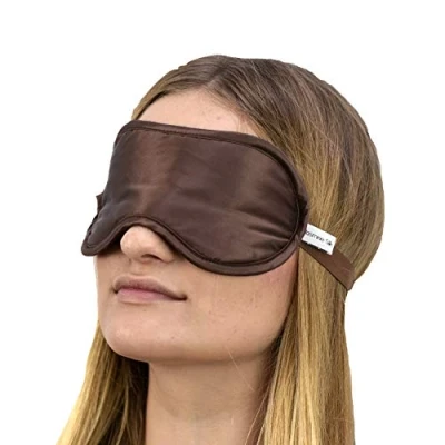Afbeelding van Jasmine Silk 100% Zuiver Zijde Gevuld Oogmasker/Slaapmasker Slaapmasker CHOCOLADE