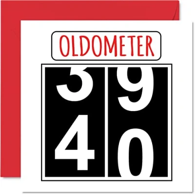 Afbeelding van Leuke 40e verjaardagskaarten voor mannen en vrouwen Oldometer Happy Birthday kaart papa mama broer zus oppas oma oom tante, 145 mm wenskaarten,