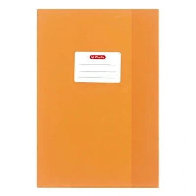 Afbeelding van Herlitz, Notitieboekje + schrijfblok, Mapbeschermer DIN A4, reliëf (raffia), PP, oranje met opgeplakt etiket opschrift (A4)