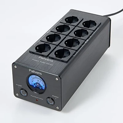 Afbeelding van Pailvens Hi Fi Netfilter, 8 voudige ontstoringsfilter, stopcontact met wijzeraflezing, overspanningsbeveiliging, laadbeveiliging tot 15 A, meervoudige stekkerdoos voor luidspreker, cd /dvd speler,