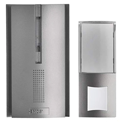Afbeelding van EMOS P5763 Draadloze deurbel/draadloze belset met repeater, onbeperkt bereik, werkt op batterijen, 5 traps volume tot 85 dB, led display, 16 melodieën/geheugenfunctie