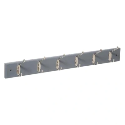 Afbeelding van Kapstok rek voor wand/muur grijs 6 ophanghaken/knoppen MDF/ijzer 58 x 9 cm Kapstokken