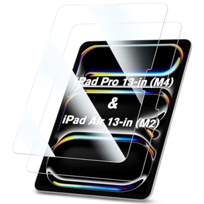Afbeelding van Fintie 2 pack schermbeschermer voor iPad Pro 13 inch (M4) 2024 / Air (M2) 2024, HD Clear 9H gehard glas film met Face ID &amp; Apple Pencil compatibel, krasbestendig en hoesje vriendelijk